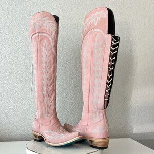 Lane LEXINGTON Over the Knee Womens Cowboy Boots 7 Pink Western Cowgirl Lace up